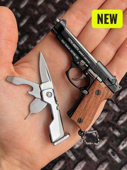 Clickraid™ Beretta Wooden Grip Multi-Tool Keychain